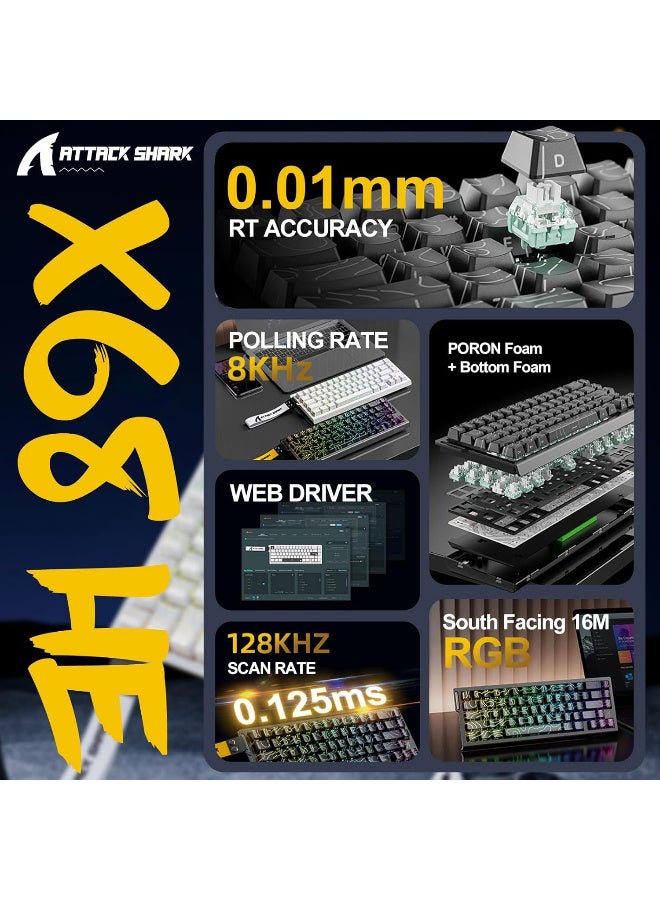 هجوم القرش X68 HE 8000Hz Rapid Trigger Keyboard, 0.01mm RT Accuracy Wired Gaming Keyboard with Magnetic Switch, Adjustable Actuation, Rapid Trigger, Snap Tap, RGB Lighting for PC/Mac, Moonlit Night - Image 2